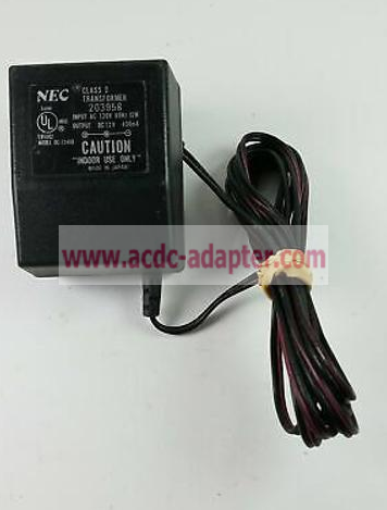 NEC DC-1240D 12VDC 400mA AC Power Supply Charger Adapter